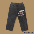 Vintage Lee Loose Straight Leg Custom Again Again Jeans Charcoal Black W34 L26