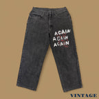 Vintage Lee Loose Straight Leg Custom Again Again Jeans Charcoal Black W34 L26