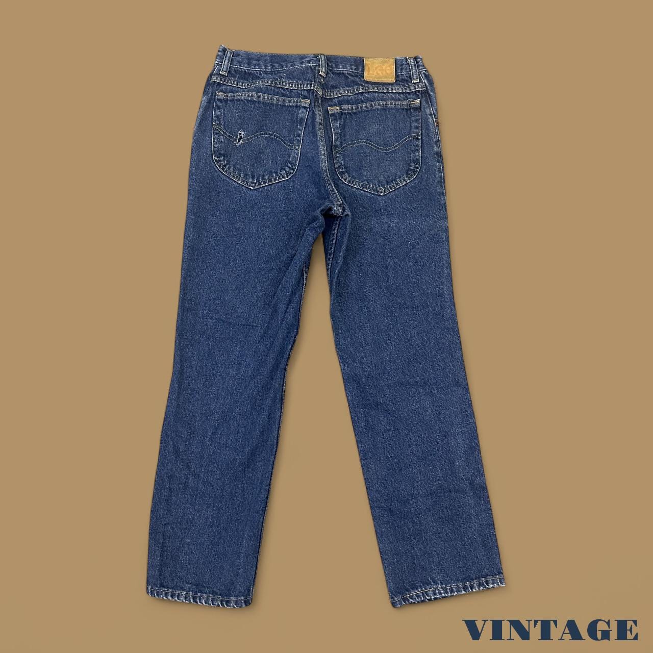 Vintage Lee Distressed Straight Leg Jeans Dark Blue W33 L29