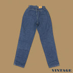 Vintage 90s Lee Elastic Waist Tapered Leg Mom Jeans Dark Blue W27 L32