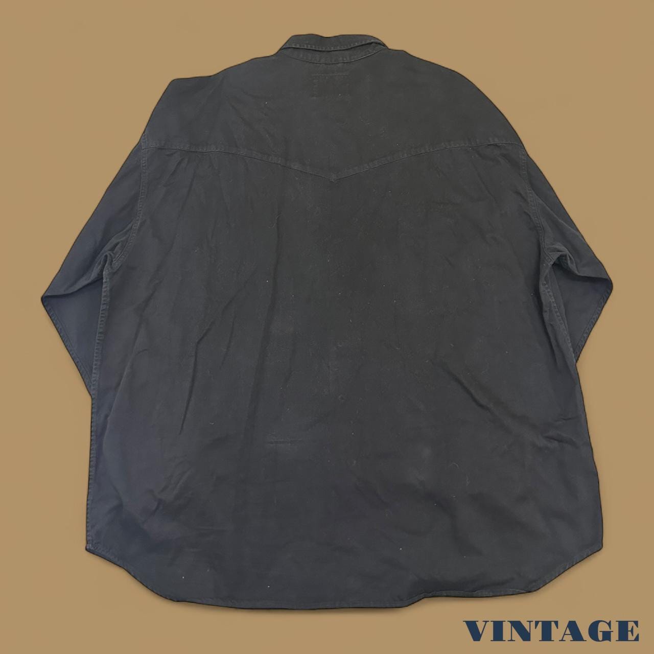 Vintage Lucky Star Plain Denim Shirt Black XXXL
