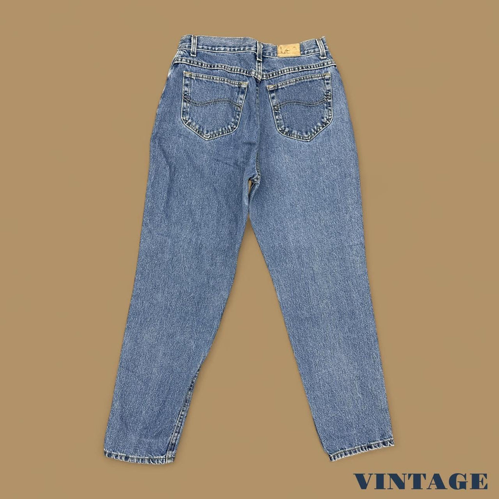 Vintage 90&#39;s Lee Tapered Leg Mom Jeans Mid Blue Stonewash W32 L30