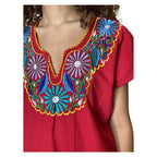 Vintage Red Floral Embroidered Top UK 8 - 12
