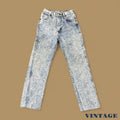 Vintage Wrangler USA Made Straight Leg Raw Hem Boyfriend Jeans Acid Wash Blue W26 L30