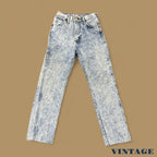 Vintage Wrangler USA Made Straight Leg Raw Hem Boyfriend Jeans Acid Wash Blue W26 L30