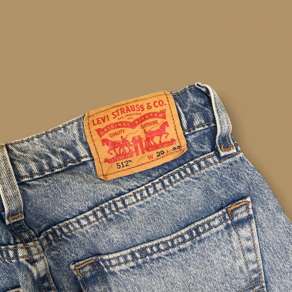 Vintage Levi&#39;s 512 Distressed Slim Fit Straight Leg Jeans Light Blue W29 L32