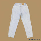 Vintage 90s Lee Elastic Waist Tapered Leg Mom Jeans Light Blue W30 L30