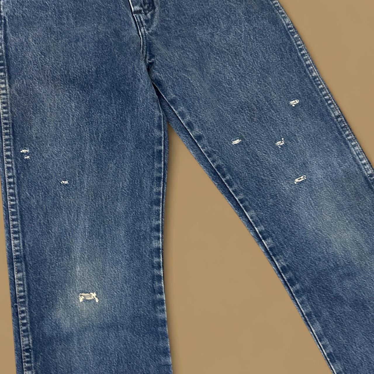 Vintage Wrangler Distressed Straight Leg Boyfriend/Mom Jeans Dark Blue W26 L30