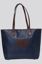 Amelia Contrast Strap Tote Bag - Navy