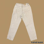 Vintage 90s Lee Elastic Waist Tapered Leg Mom Jeans Beige W33 L32