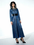 Incredible Original Vintage Blue Metallic Maxi Dress UK 10 - 14