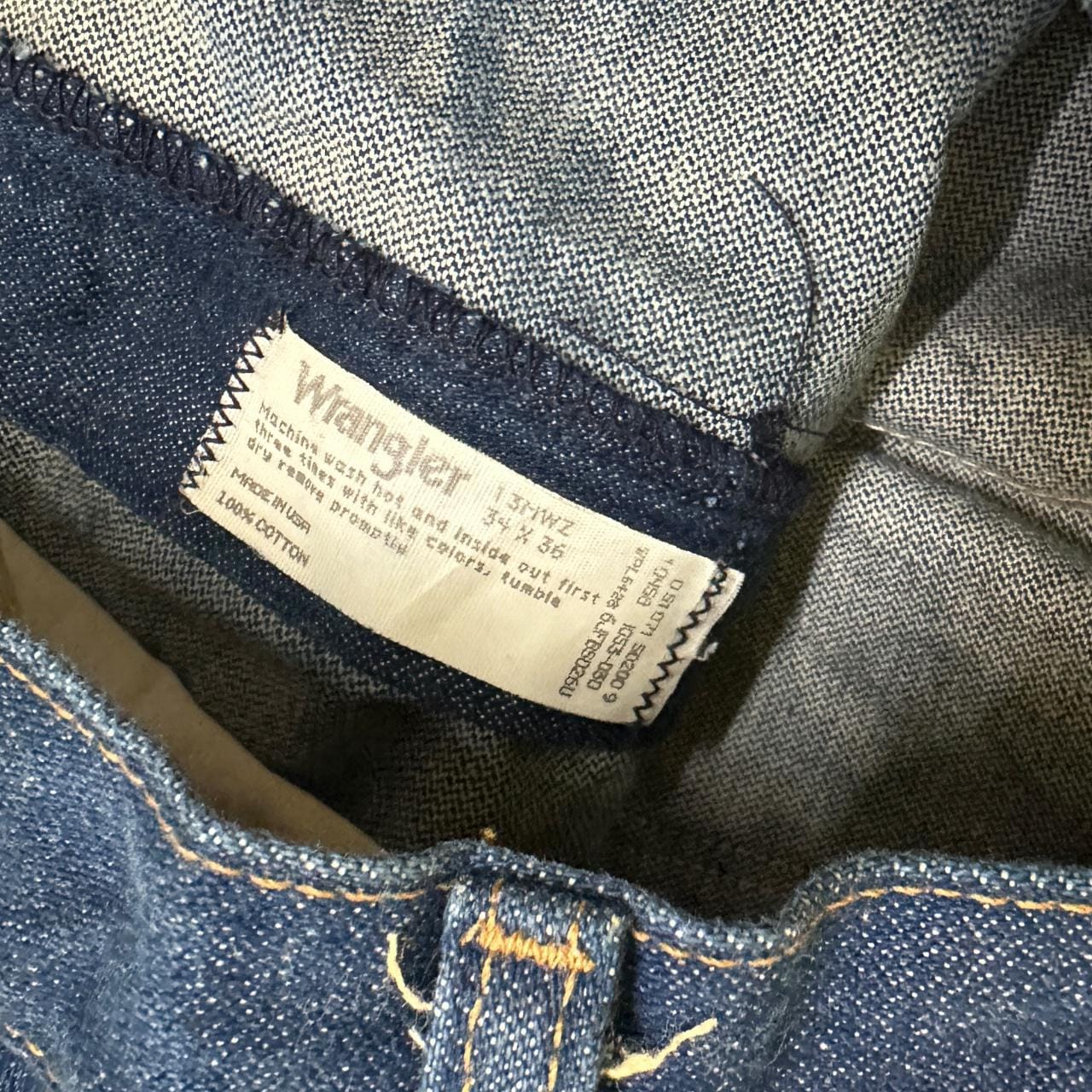 Vintage Wrangler USA Made Raw Hem Straight Leg Ankle Jeans Dark Blue W34 L29