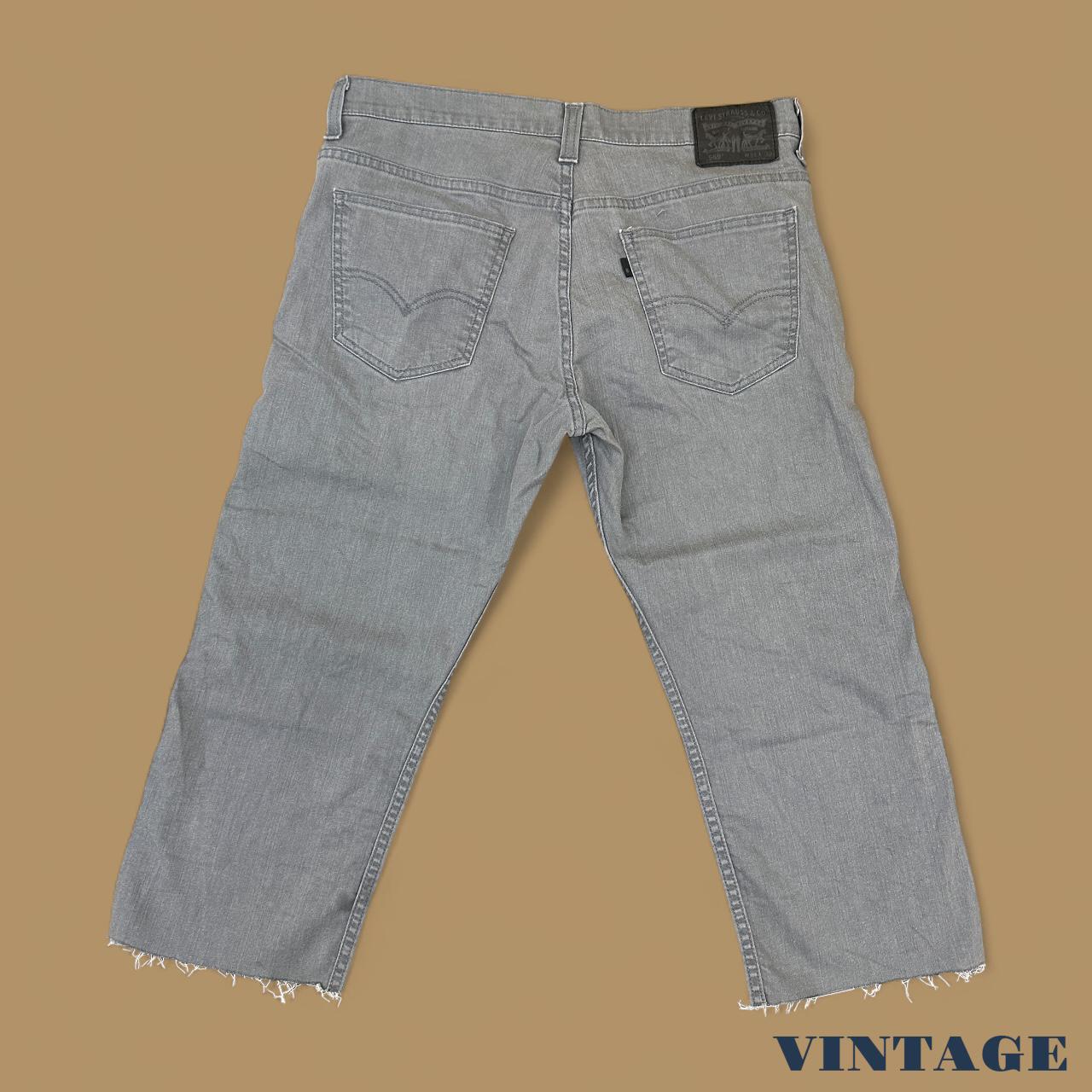 Vintage Levi&#39;s 569 Relaxed Straight Leg Cropped Jeans Light Grey W36 L22