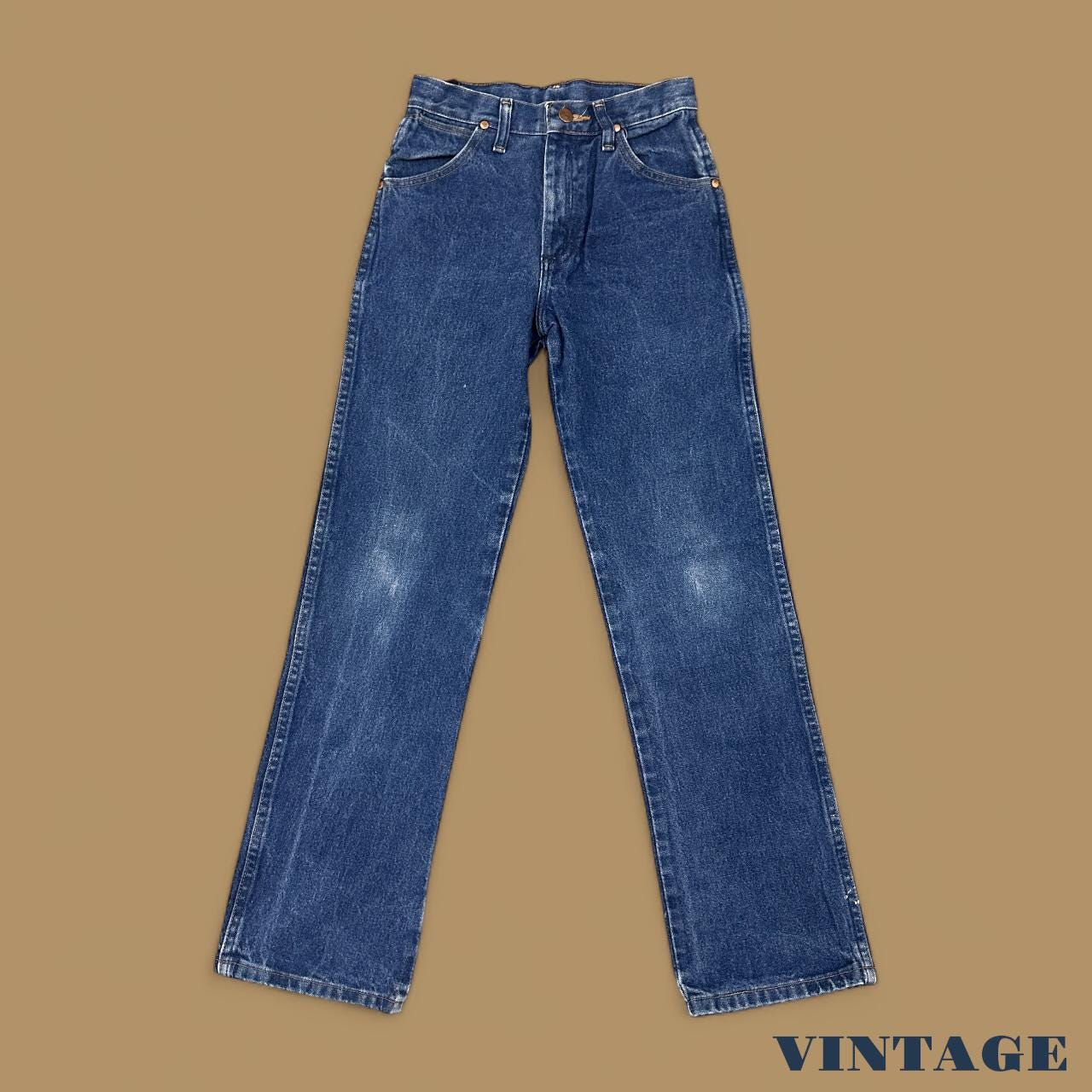 Vintage Wrangler Straight Leg Boyfriend/Mom Jeans Dark Blue W24 L29