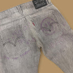 Vintage Levi's 511 Ripped Distressed Slim Straight Jeans Grey W31 L32