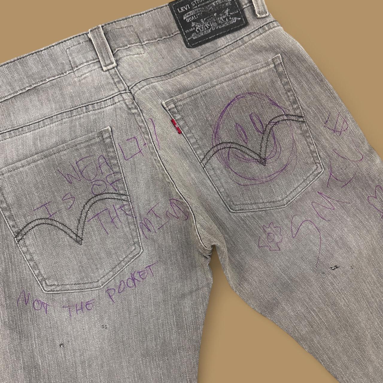 Vintage Levi's 511 Ripped Distressed Slim Straight Jeans Grey W31 L32