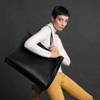 Handmade Leather Shopper - Black