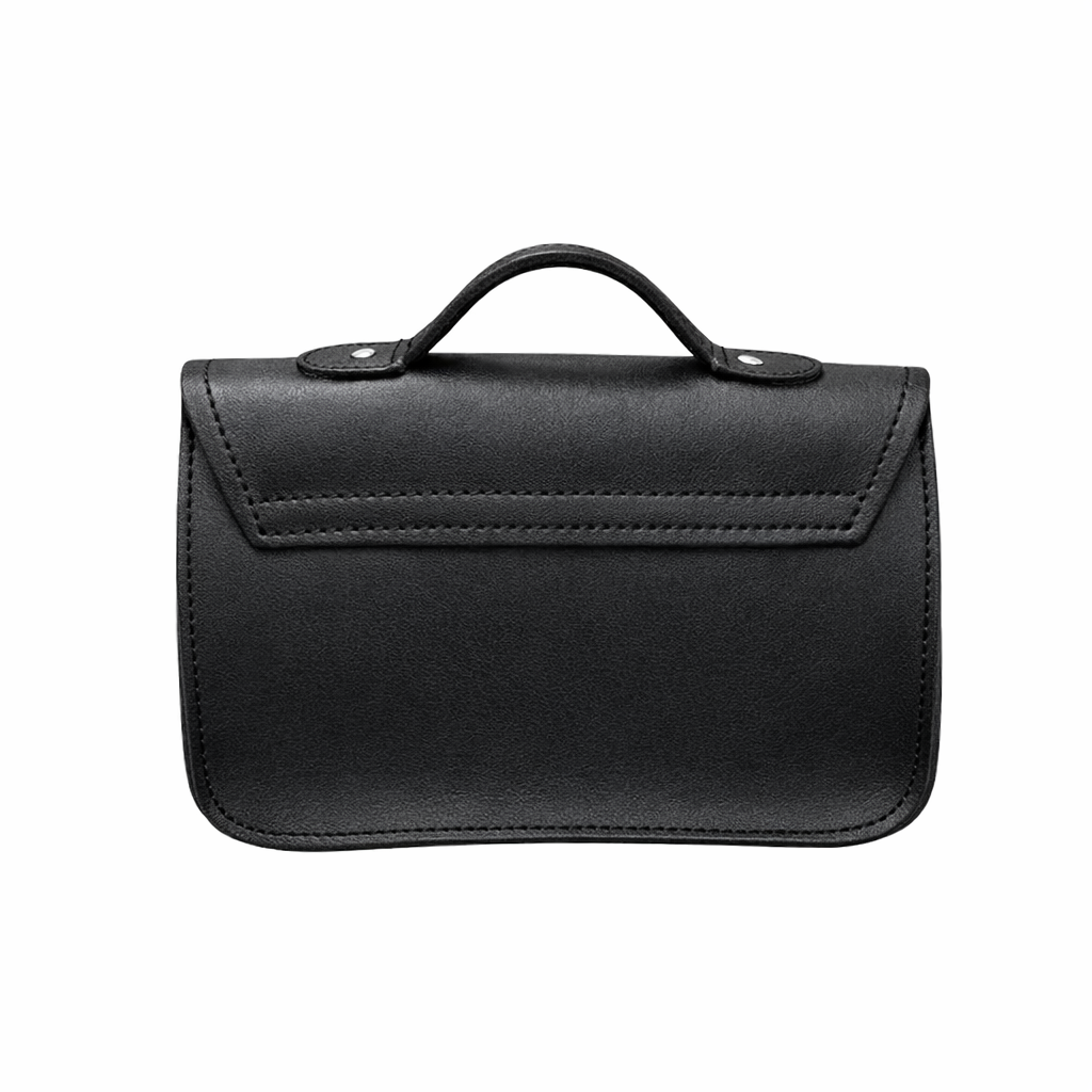 Handmade Tannery Leather and Tweed Cross Body Micro Satchel Plus - Black