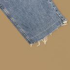 Vintage Levi&#39;s 569 Relaxed Straight Leg Raw Hem Cropped Jeans Mid Blue W38 L26