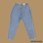 Vintage 90s Lee Elastic Waist Tapered Leg Mom Jeans Mid Blue W36 L30