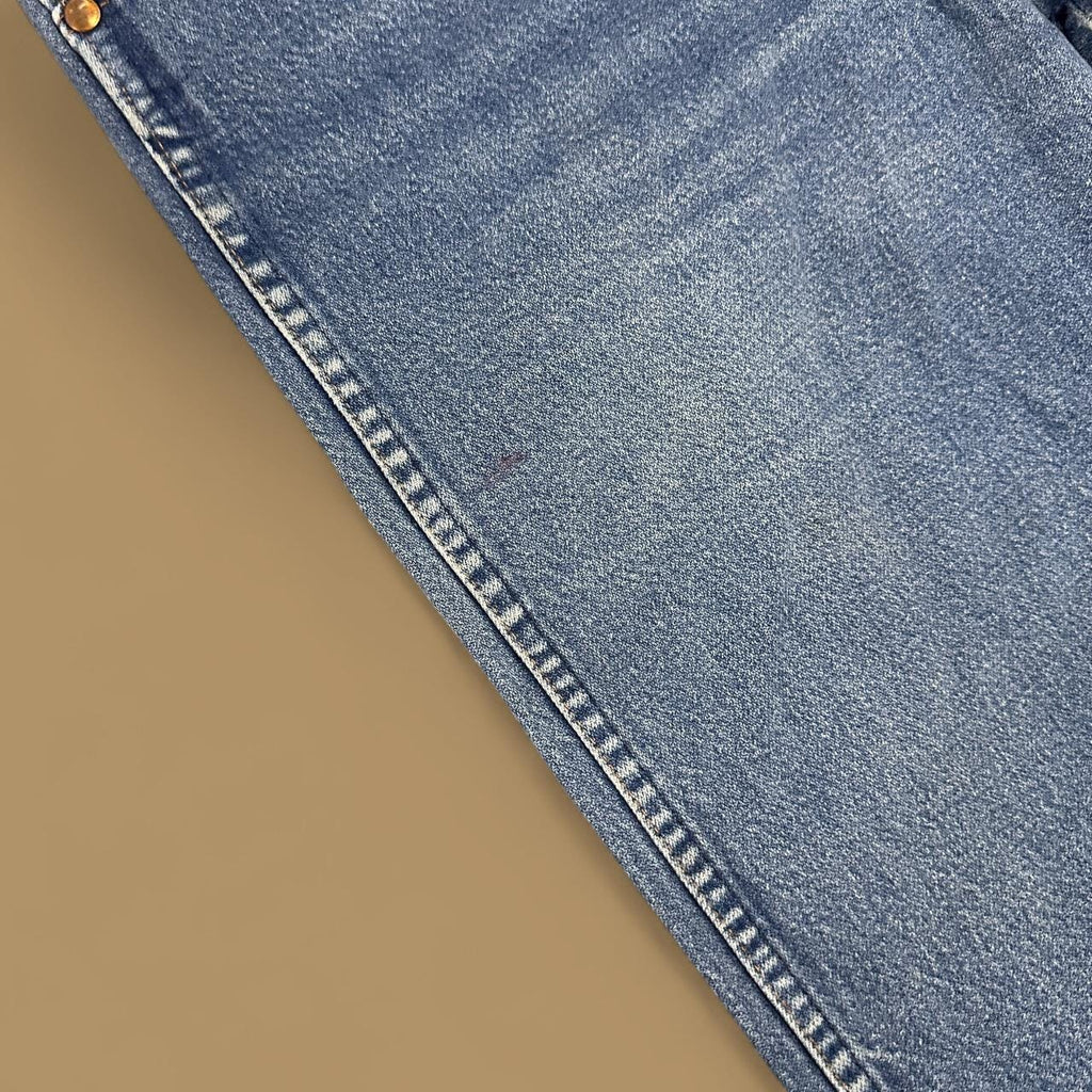 Vintage Wrangler USA Made Raw Hem Straight Leg Ankle Jeans Mid Blue W30 L28