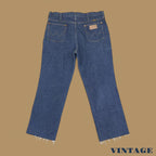 Vintage Wrangler USA Made Raw Hem Straight Leg Ankle Jeans Dark Blue W36 L28