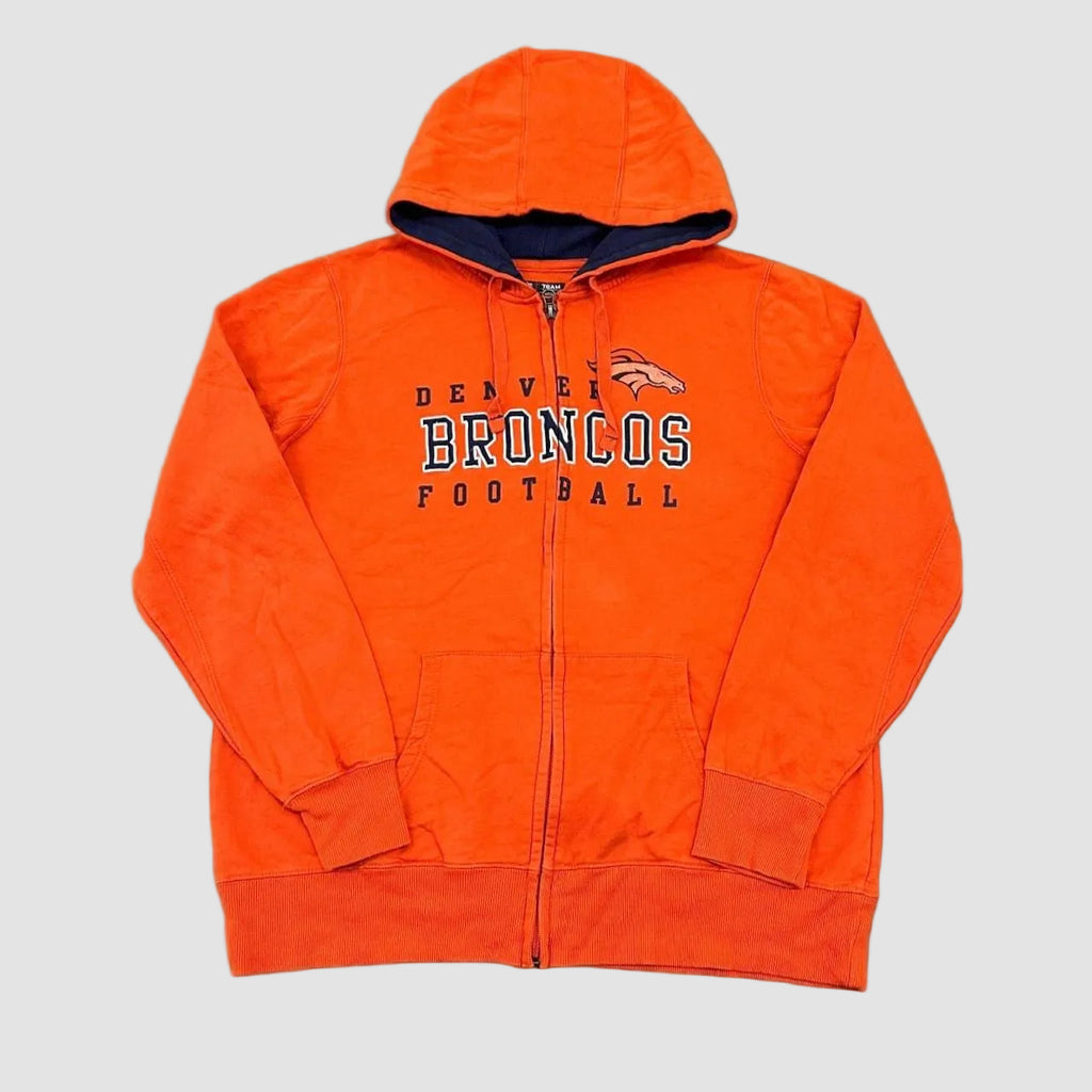 Vintage Reebok NFL Denver Broncos Zip Up Hoodie Orange XXL