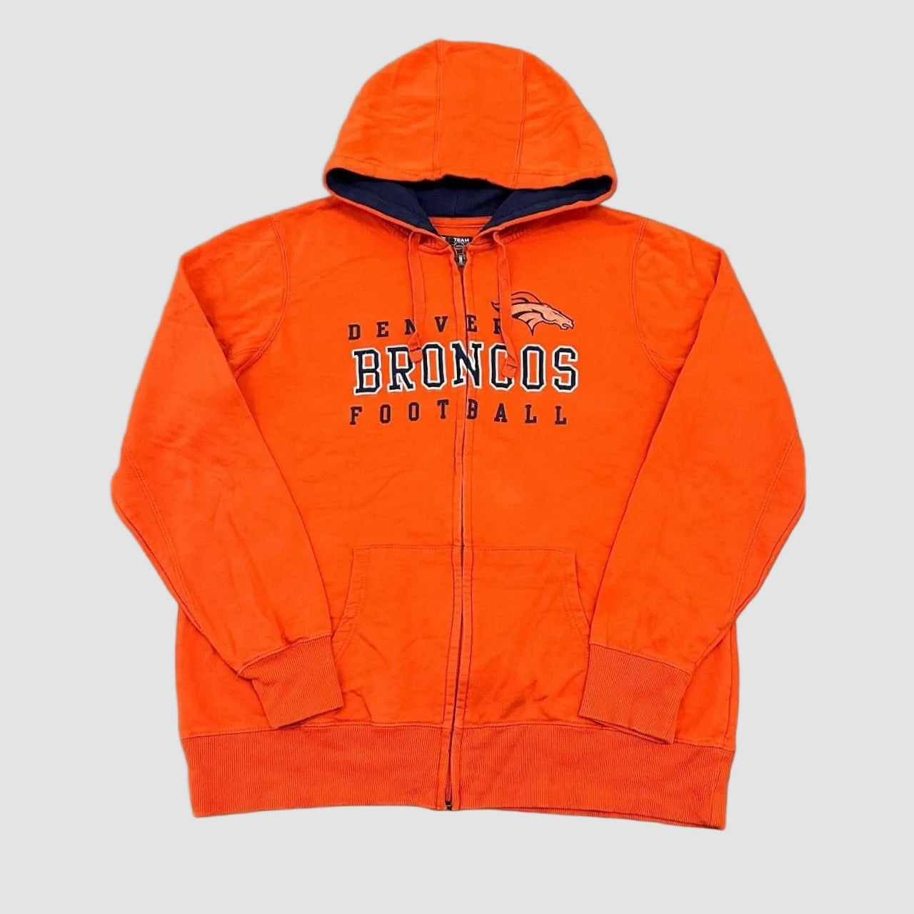 Vintage Reebok NFL Denver Broncos Zip Up Hoodie Orange XXL