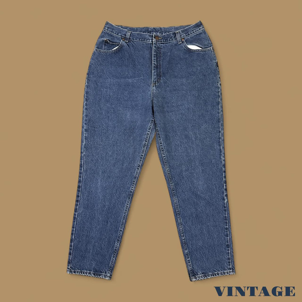 Vintage 90&#39;s Lee Tapered Leg Mom Jeans Dark Blue W34 L30