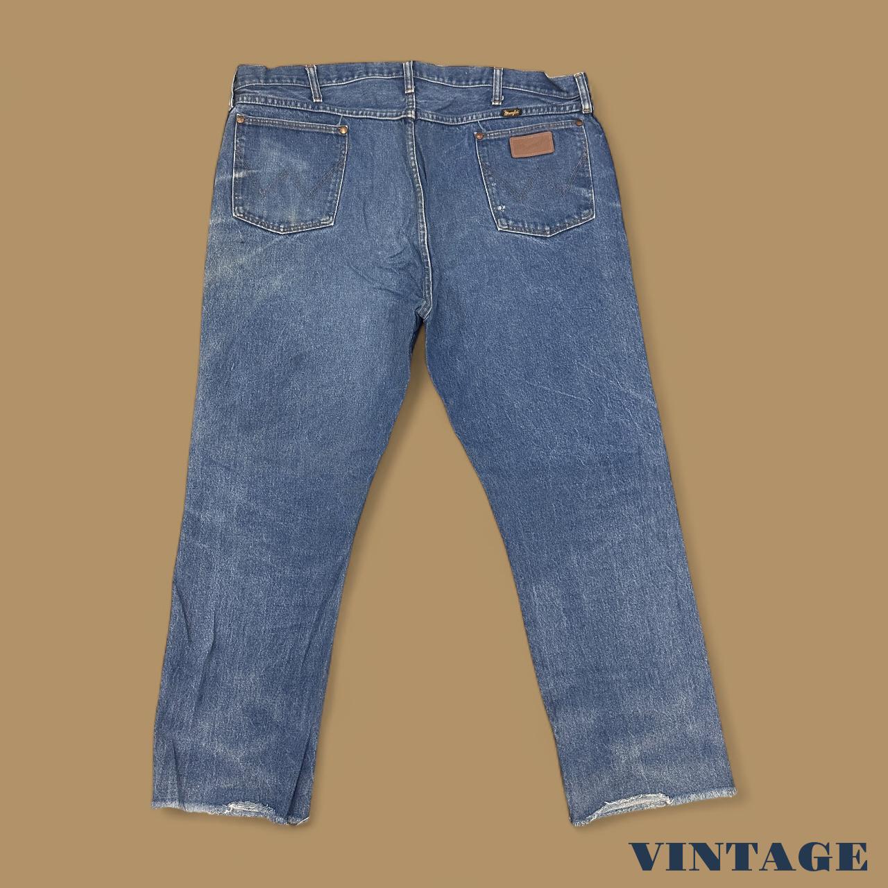 Vintage Wrangler Raw Hem Straight Leg Jeans Mid Blue W42 L28