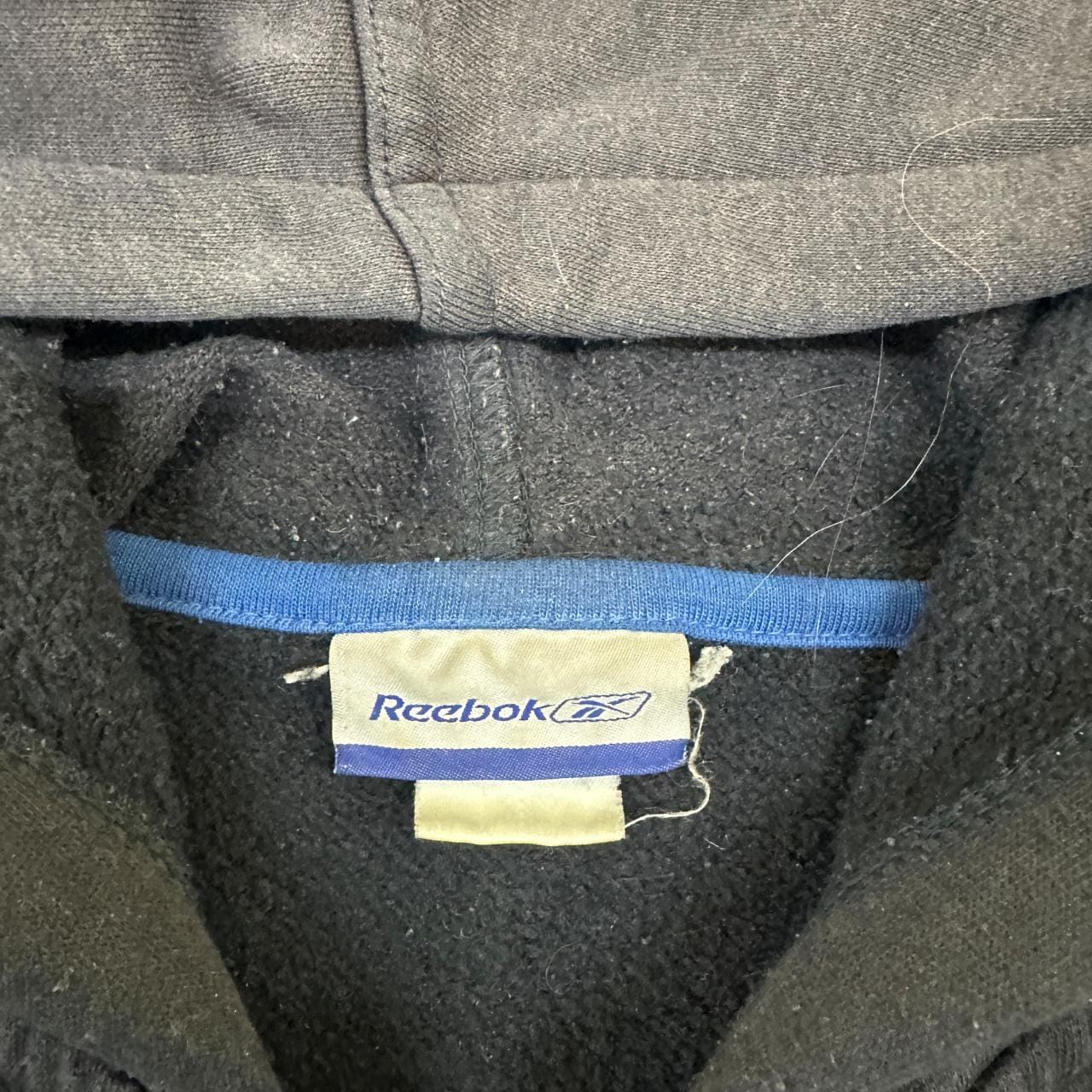Vintage 90s Reebok Zip Up Logo Hoodie Navy Blue Large