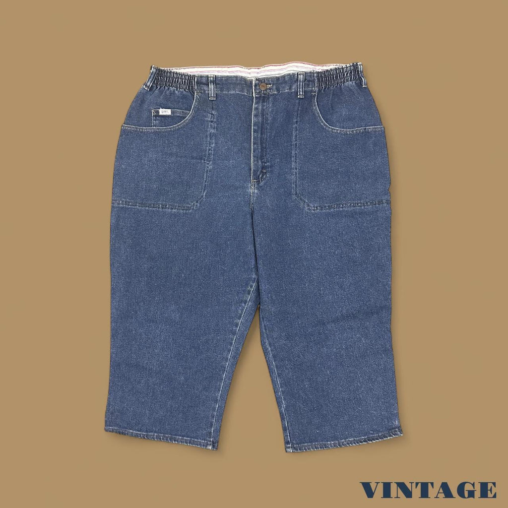 Vintage Lee Elastic Waist Capri Jeans Dark Blue W38 L20