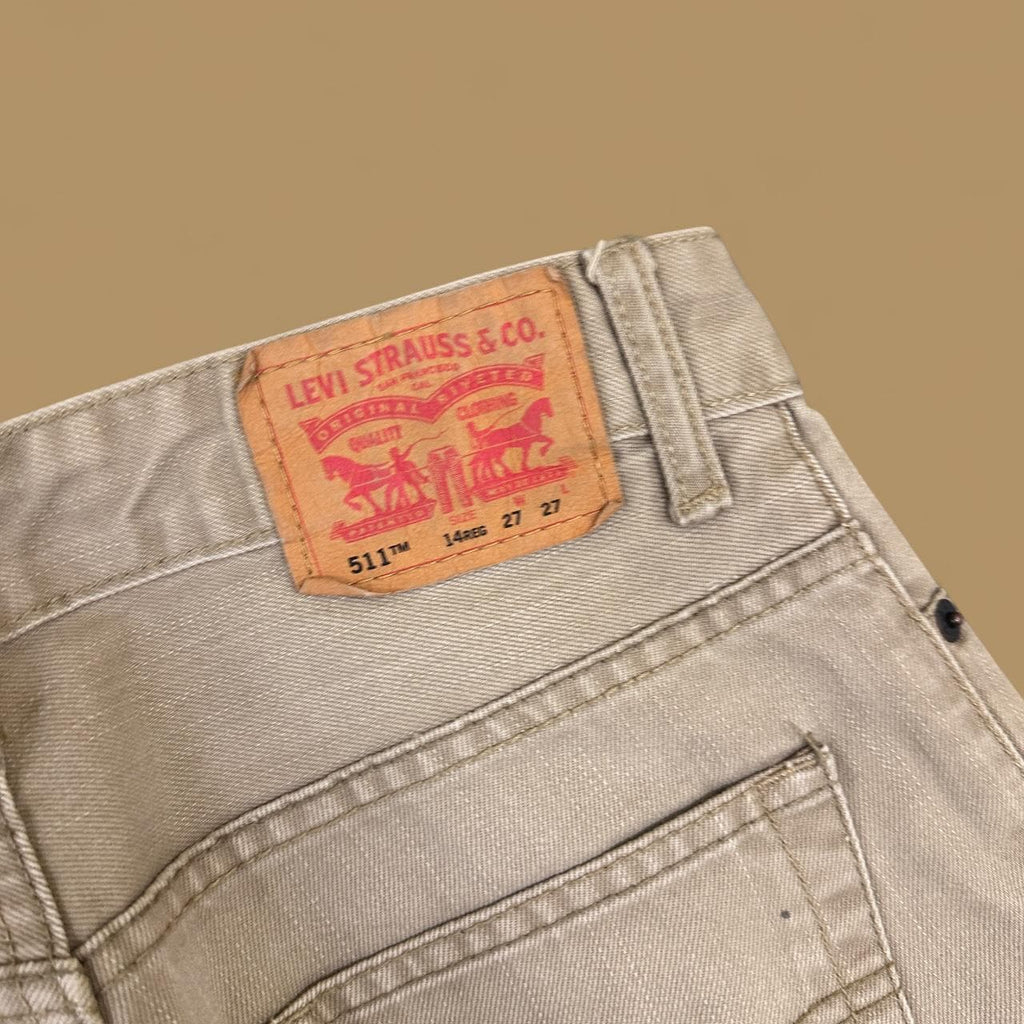 Vintage Levi's 511 Slim Straight Leg Boyfriend Jeans Beige W27 L27