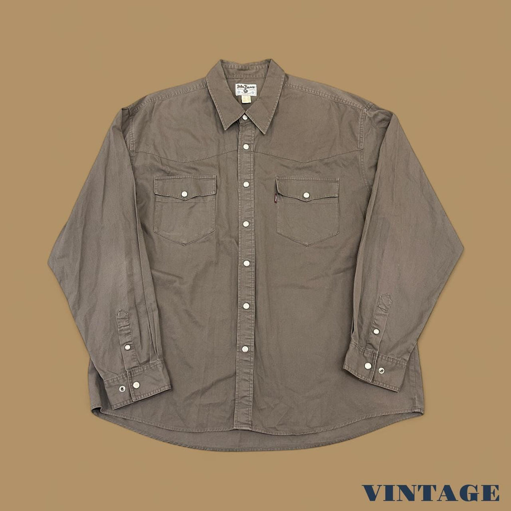 Vintage John Baner Plain Denim Shirt Charcoal XXL