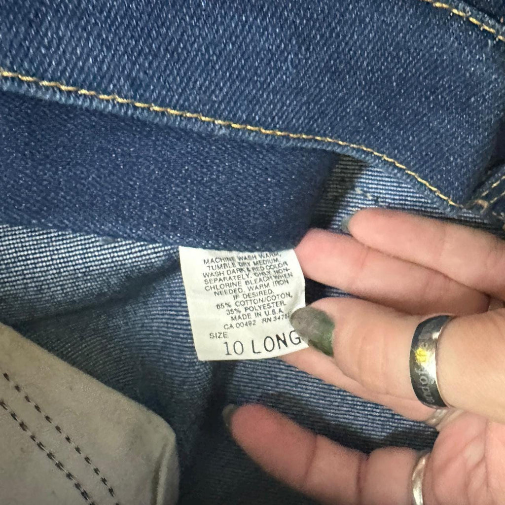 Vintage Lee Straight Leg Raw Hem Boyfriend Jeans Dark Blue W26 L30
