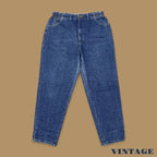 Vintage 90s Lee Elastic Waist Tapered Leg Mom Jeans Dark Blue W33 L28