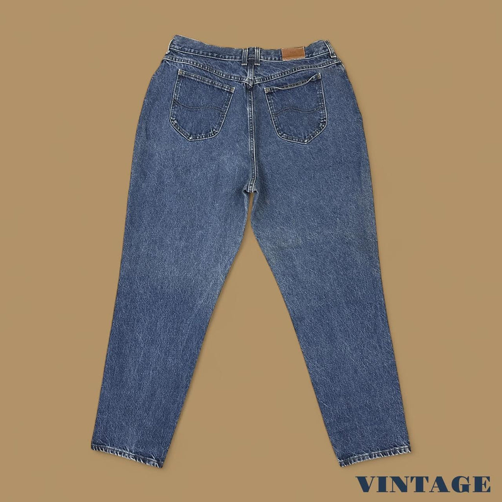 Vintage 90&#39;s Lee Tapered Leg Mom Jeans Dark Blue W34 L30