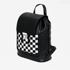 Soft Leather Backpack - Black & White Checkerboard