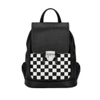 Soft Leather Backpack - Black & White Checkerboard
