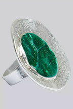 Cleo Green Enamelled Spot Silver Ring