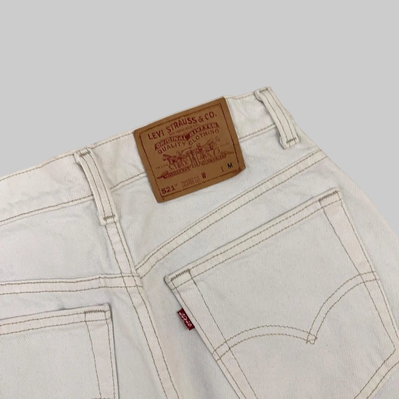 Vintage Levi's 521 USA Made Distressed Tapered Jeans White W28 L30