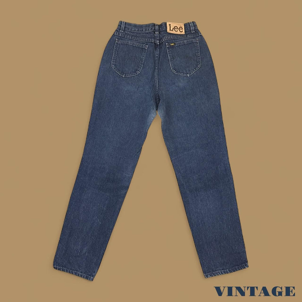 Vintage 90&#39;s Lee Tapered Leg Pinstripe Mom Jeans Dark Blue W28 L30