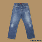 Vintage Wrangler USA Raw Hem Relaxed Straight Leg Skater Jeans Mid Blue W34 L31