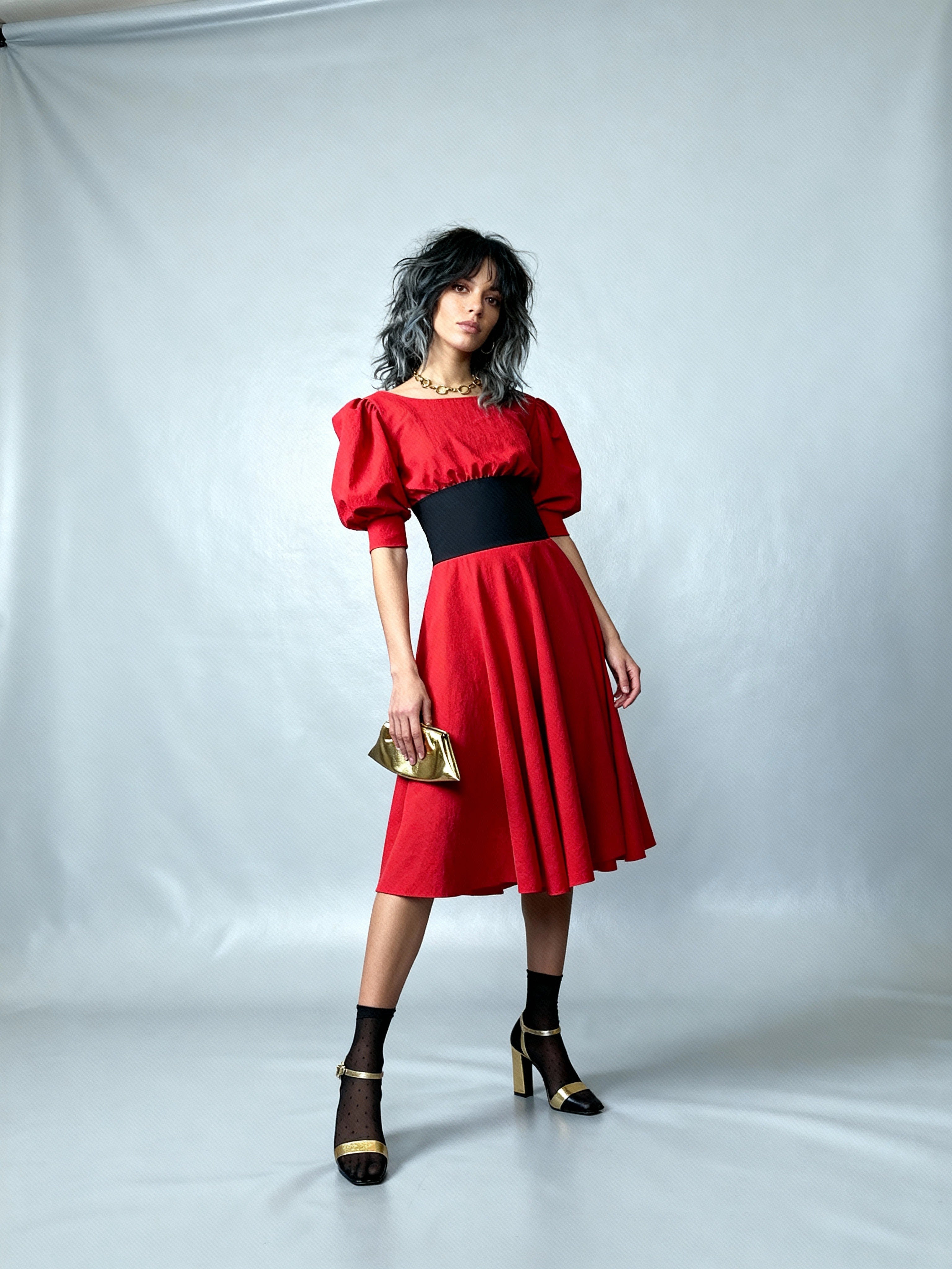 Stunning Original 1980's Vintage Zandra Rhodes Bright Red Dress UK 10 - 12