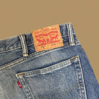 Vintage Levi&#39;s 511 Distressed Slim Straight Leg Raw Hem Cropped Jeans Mid Blue W40 L24