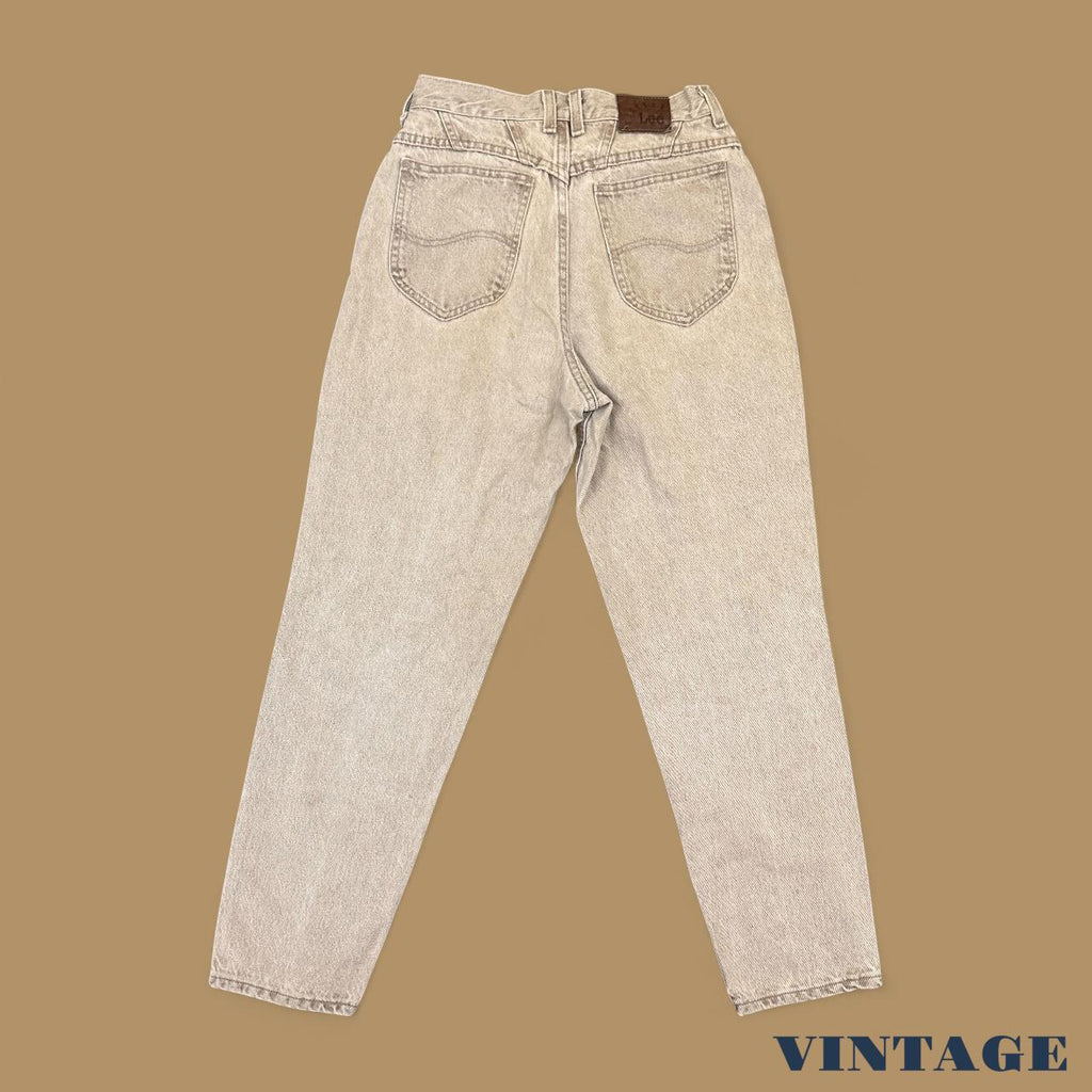 Vintage 90&#39;s Lee Tapered Leg Mom Jeans Beige W27 L28