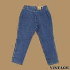 Vintage 90s Lee Elastic Waist Tapered Leg Mom Jeans Dark Blue W34 L28