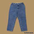 Vintage 90s Lee Elastic Waist Tapered Leg Mom Jeans Mid Blue W34 L28