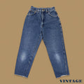 Vintage 90s Lee Tapered Leg Raw Hem Mom Jeans Dark Blue W27 L26