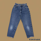 Vintage 90&#39;s Lee Tapered Leg Raw Hem Mom Jeans Dark Blue W27 L26